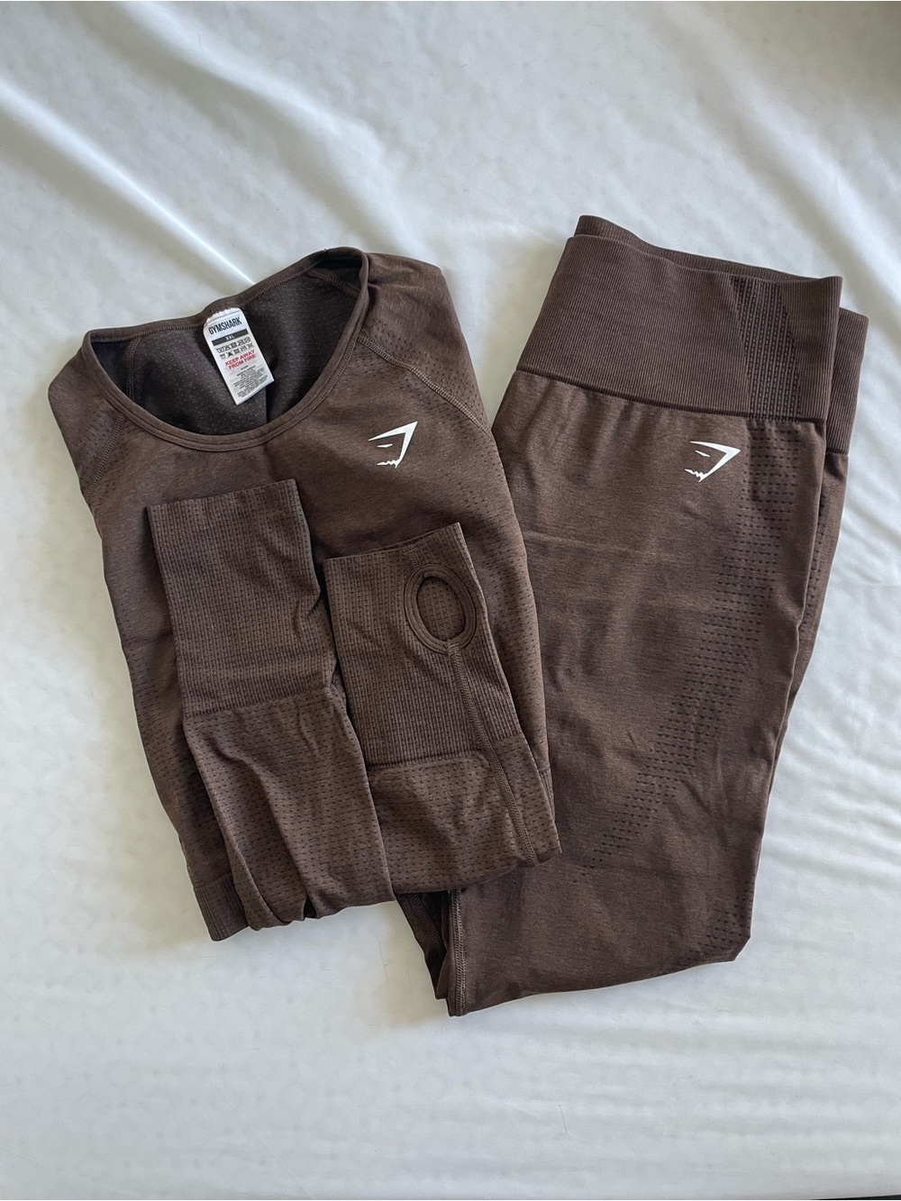 Gymshark Vital Seamless 2.0 Leggings and Crop Top in Espresso Marl - Picture 1 of 8